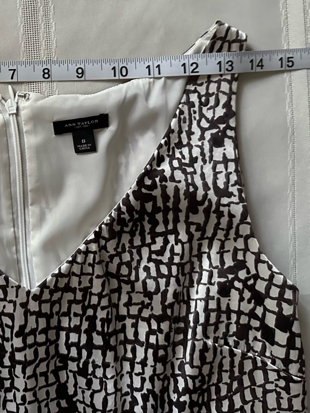 Ann Taylor Animal Print Giraffe Spot Sheath Brown white Silk Midi Dress - Picture 8 of 16